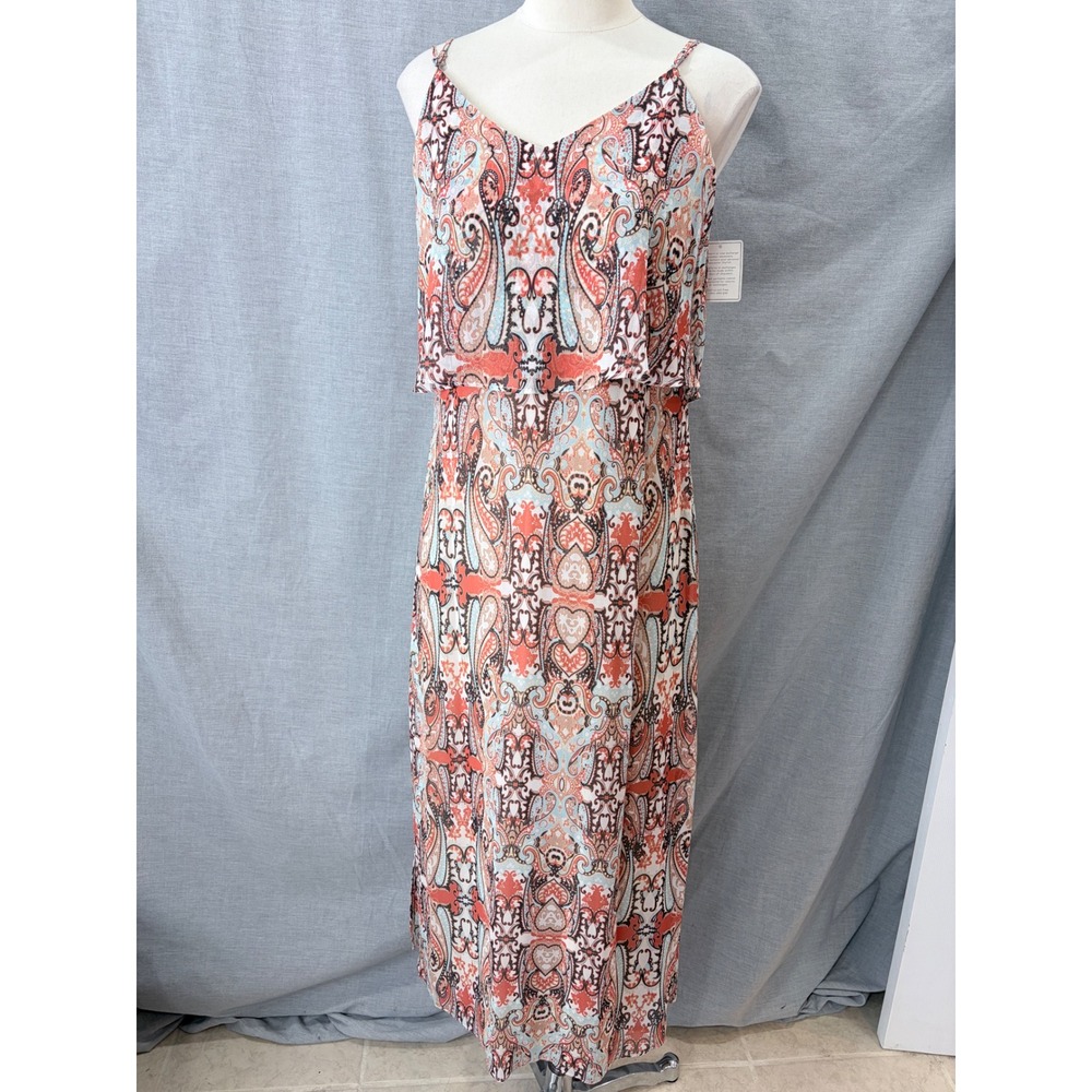 Tanner 100% Silk Paisley Slip Dress O2/M NWT $395 Orange Boho Festival